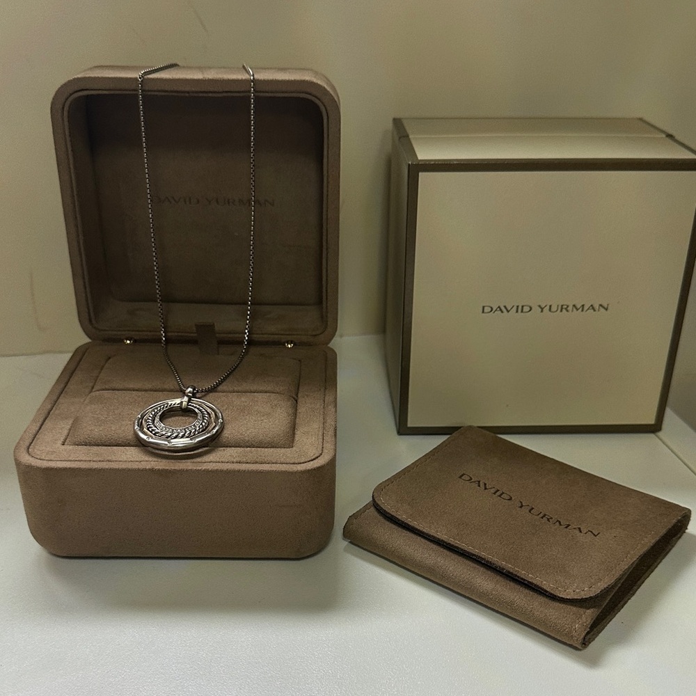 David Yurman Silver Stax Pendant Necklace